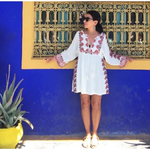 Free People Starlight Embroidered Mini Dress Tunic Size Small - Picture 1 of 12